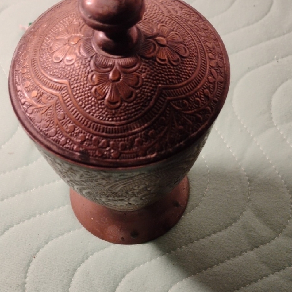 Ornate Copper Decorative Jar